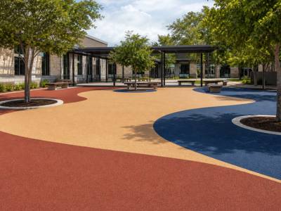 School courtyard in coloured rubber surfacing